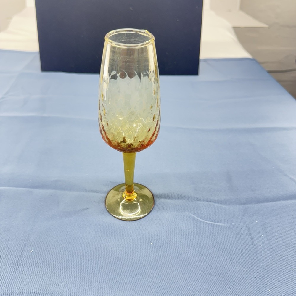 STUNNING Vintage Handblown Tall Amber Yellow Vase Snifter Goblet MCM